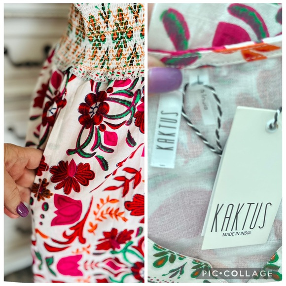 NEW KAKTUS FLORAL SMOCK WAIST MAXI DRESS - Picture 2 of 2